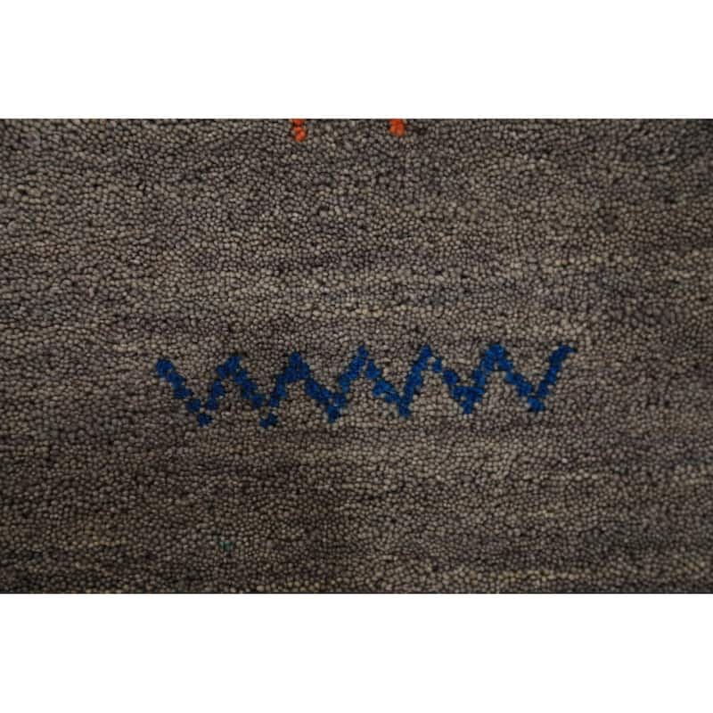 Tribal Gray Gabbeh Square Area Rug Handmade Wool Carpet - 6'6"x 6'7"
