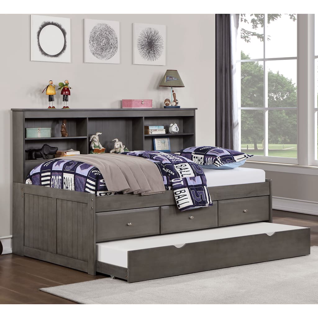 Furniture of America Transitional Crayna Dark Grey Daybed with Trundle