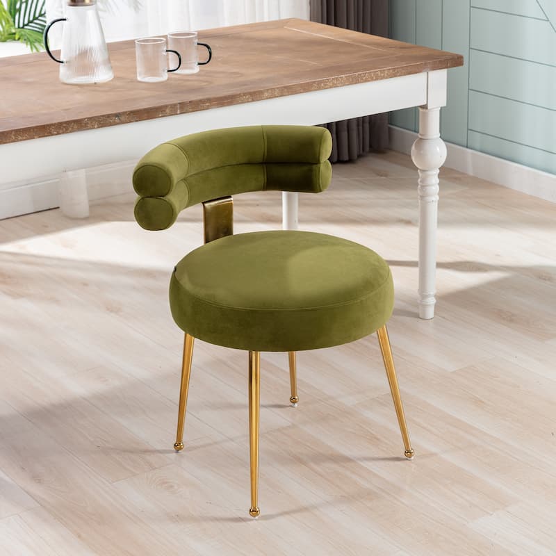 Velvet light luxury dining chairs, metal leisure chairs with backrest,sets of 2