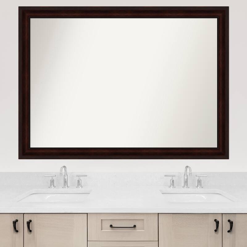 Coffee Bean Brown Framed Non-Beveled Custom Wall Mirror, Bathroom Vanity Mirror