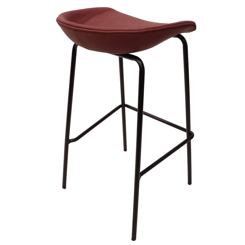 Leather Barstool with Powder-Coated Iron Frame Servos Series