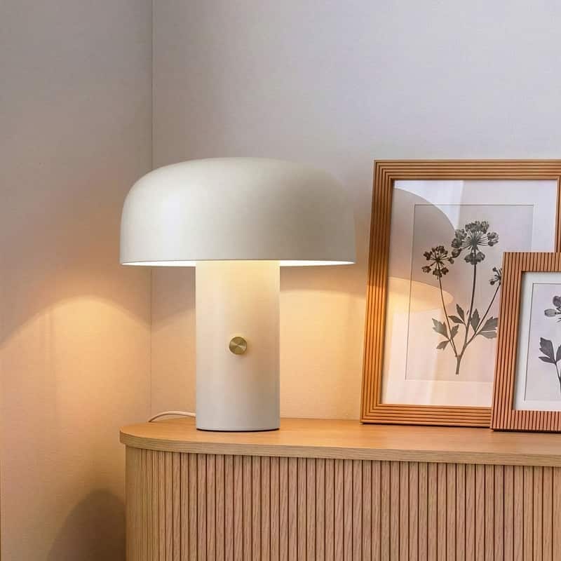 Anita LED 12.2 in Off-White Cream Modern Contemporary Round Dome Dimmable Bedside Nightstand Desk Lamp