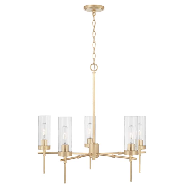 5-Light Hanging Chandelier w/ Clear Glass Shades