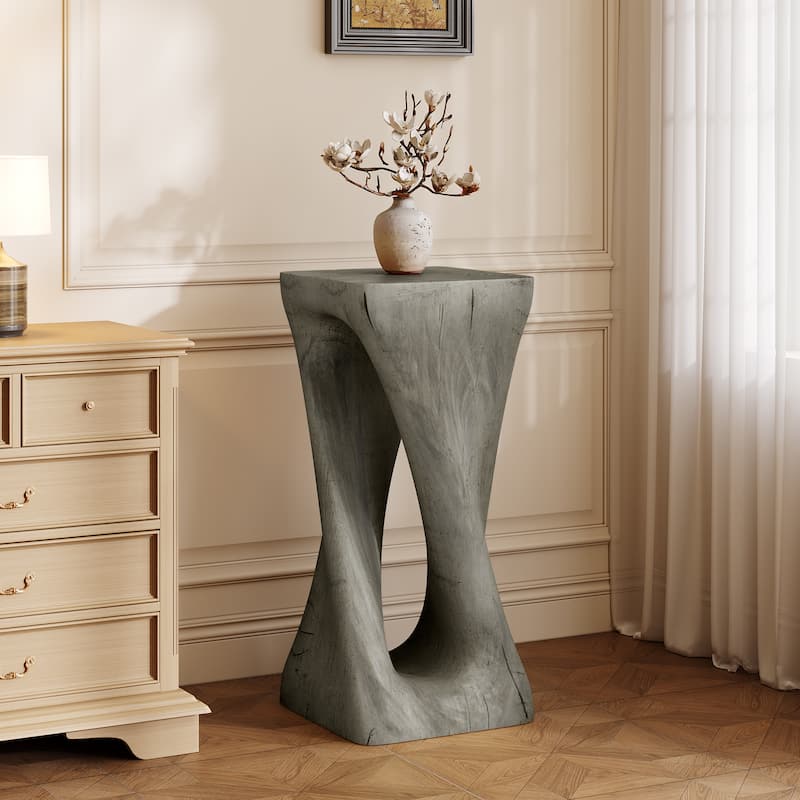 Christopher Knight Home - Aurelian Quenby MGO Twist End Table with Wood-Grain Texture - Grey_26.8" H - 26.80" H