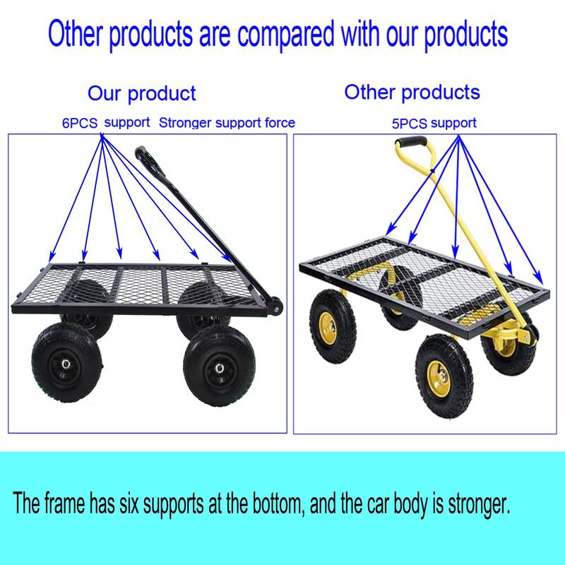 Multifunctional Garden Cart with Removable Side Panels, 550LBS Capacity