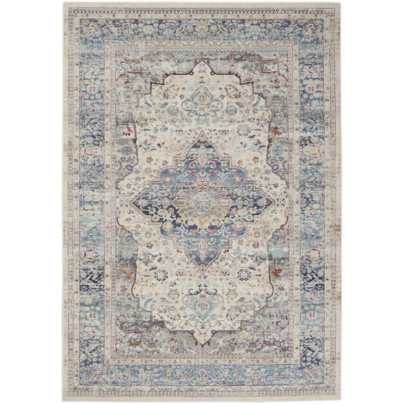 HomeRootsFloral Transitional Rectangle Area Rug - 94' X '63' X '0.5