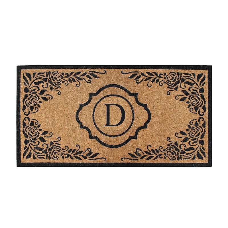 A1HC Hand Crafted Entry Flocked Coir Monogrammed Welcome Entrance Doormat 36"x72" - D