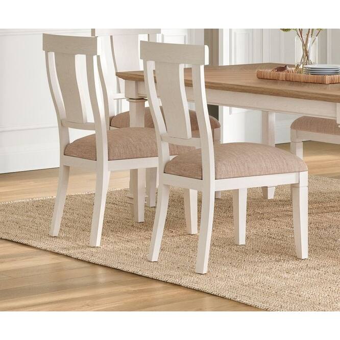 Two Wood Traditional Kitchen Table Chairs, Dining Seats, White