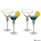 preview thumbnail 8 of 23, Premium Clear Stem Crystal Martini Glasses with Rim and Diamond-like Rhinestones, Elegant 10oz Glassware Set for Cosmopolitan Gold - 4 Piece