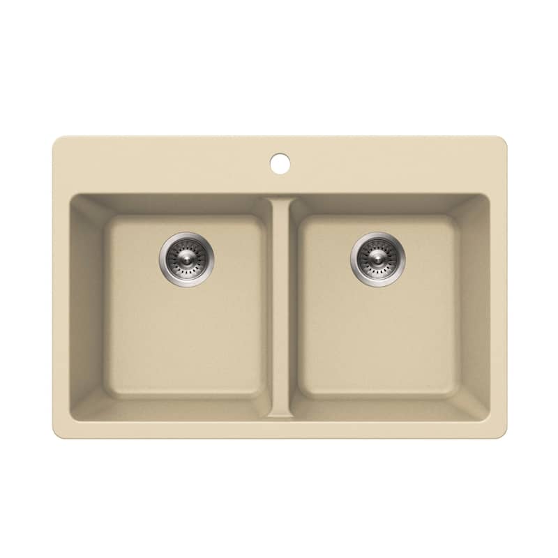 Houzer M-300 Quartztone 33" Drop In Double Basin Granite Composite