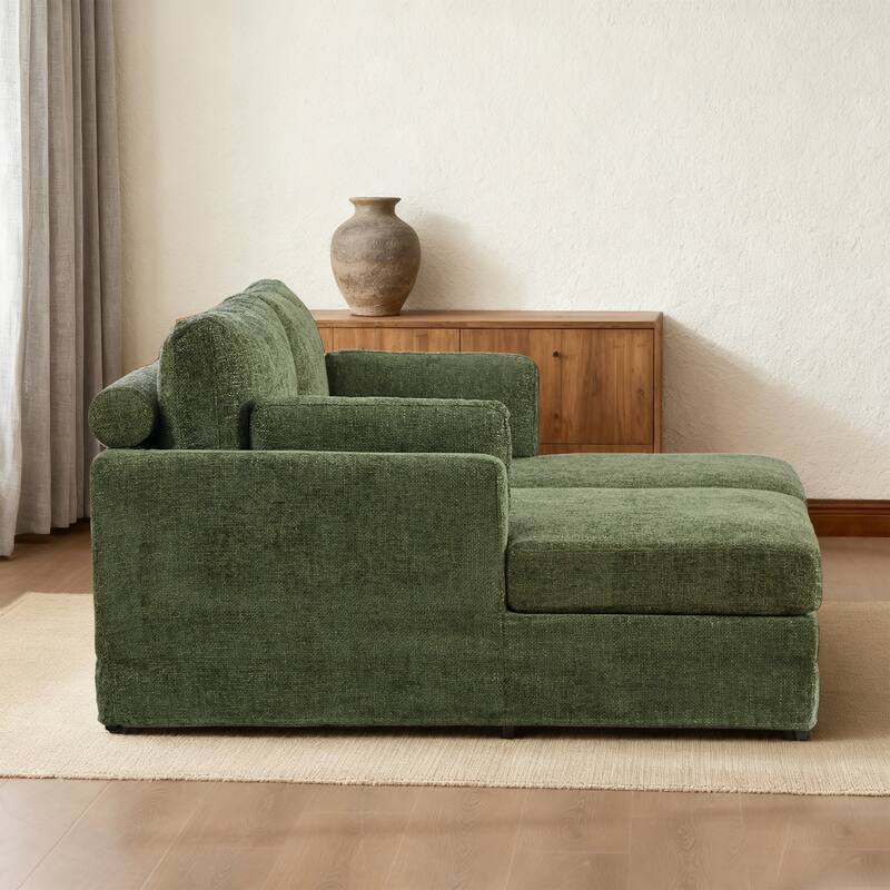 63.4"W Chenille Combination Sofa,Sofa Bed with Cushions & Metal Legs