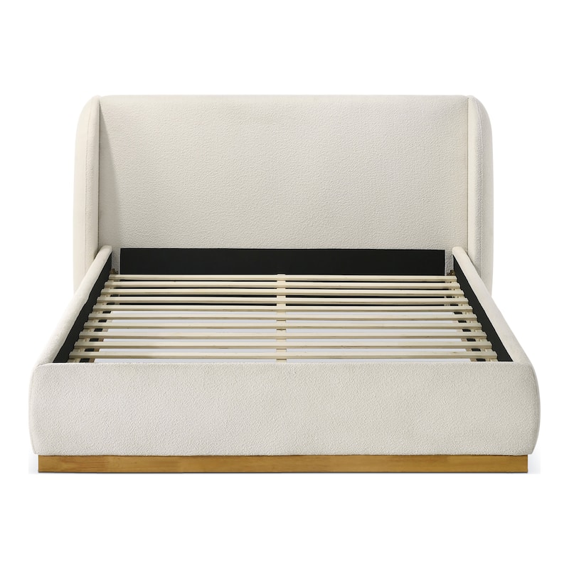 Furniture of America Zevi Modern White Boucle Upholstered Platform Bed