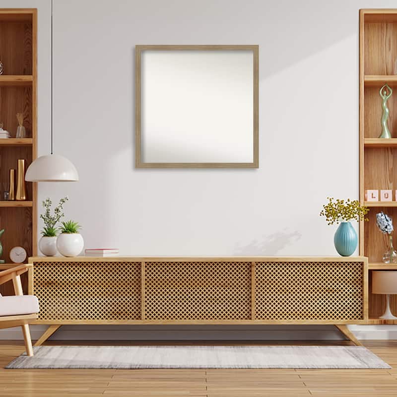 Woodgrain Stripe Non-Beveled Wood Framed Wall Mirror