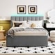 preview thumbnail 16 of 24, Eye-catching Design Teddy Fleece Upholstered Platform Bed with Twin Trundle, LED Light, Full Size