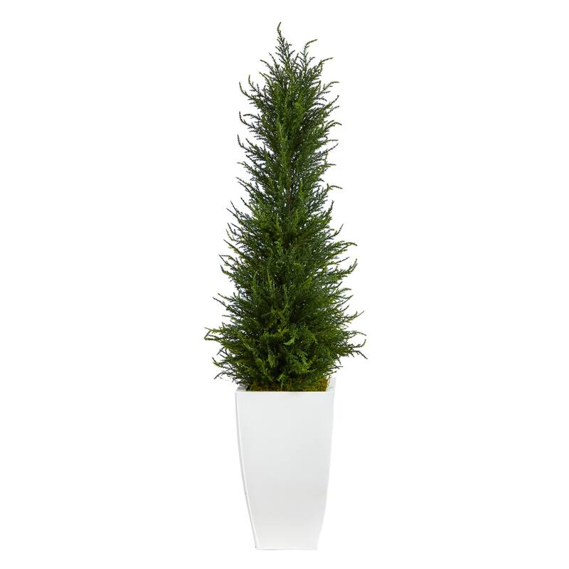 Artificial Indoor Outdoor Tree - 3.5ft Serenity White Planter - Decorative Silk Plant for Home & Patio