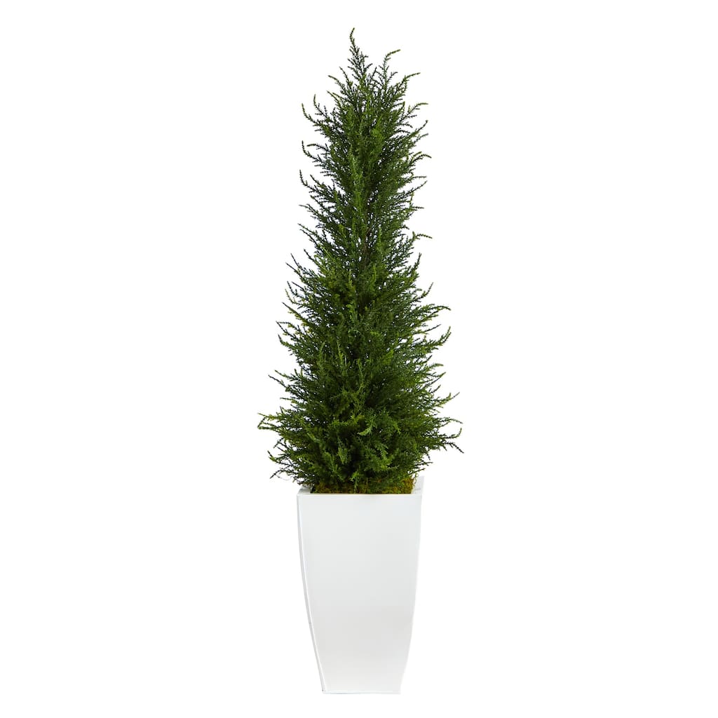 Artificial Indoor Outdoor Tree - 3.5ft Serenity White Planter - Decorative Silk Plant for Home & Patio