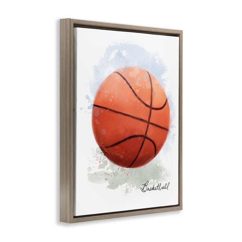 Stupell Soft Pastel Basketball Framed Floater Canvas Wall Art Design By Matthew Piotrowicz