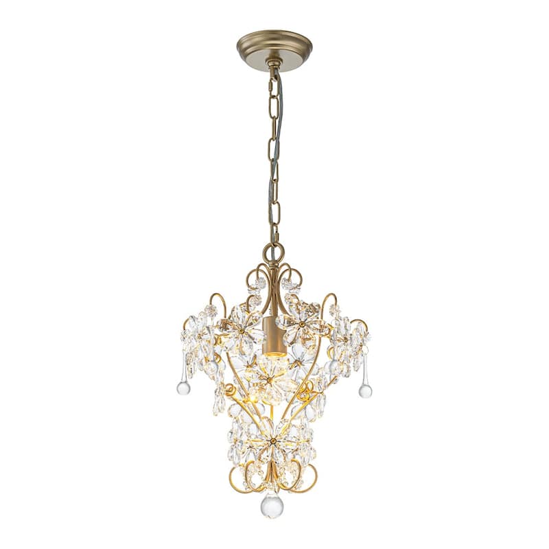 Vintage Luxe 1-Light Cutting Crystal Flower Decor Gold Chandelier