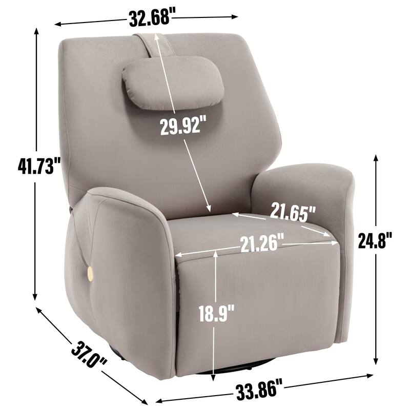 Electric Power Glider Recliner with 270° Swivel, Rocking Motion, Ergonomic Lumbar & Neck Support, Dual USB/Type-C Ports