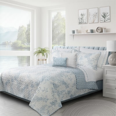 Quilt 3PC Set K Transitions Dream Blue