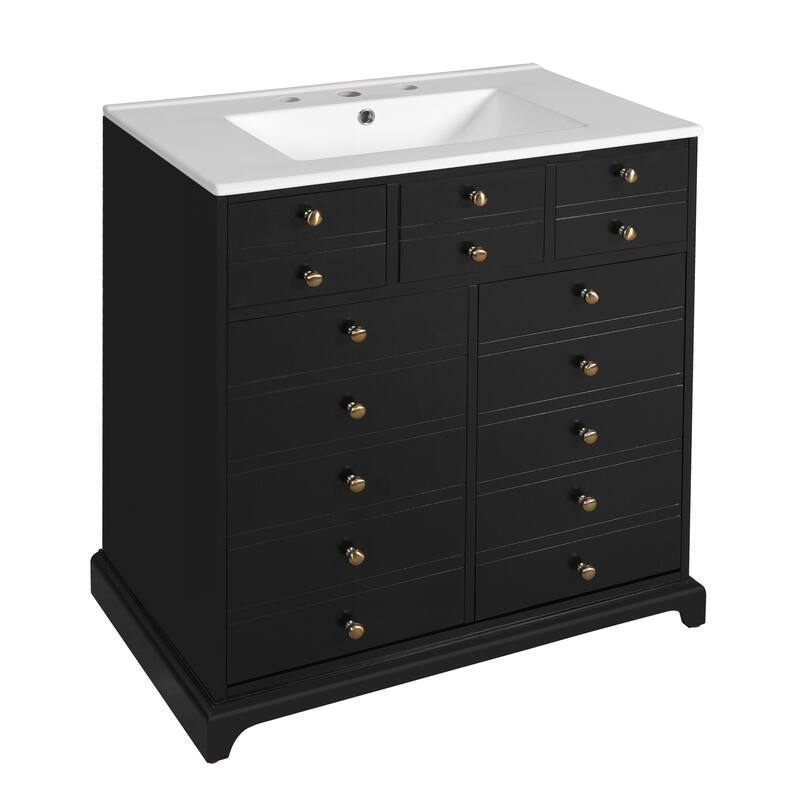 Sturdy and Stylish Bathroom Vanity with Abundant Storage and Soft-Closing Mechanism