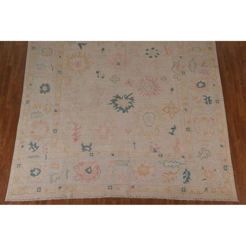 Floral Oushak Turkish Area Rug Handmade Vegetable Dye Wool Carpet - 8'10"x 11'10"