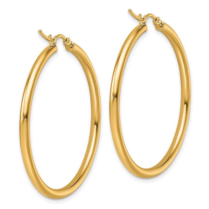 Curata 14k Yellow Gold Polished Lightweight Tube Hoop Earrings - 41x42mm