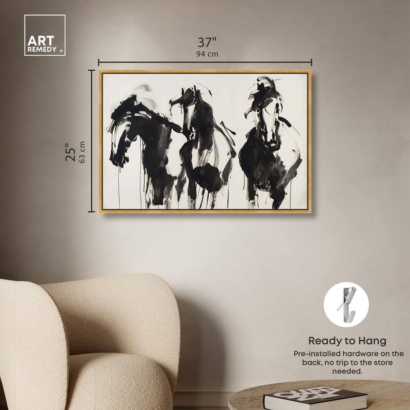 Horses in Ink Canvas by Art Remedy