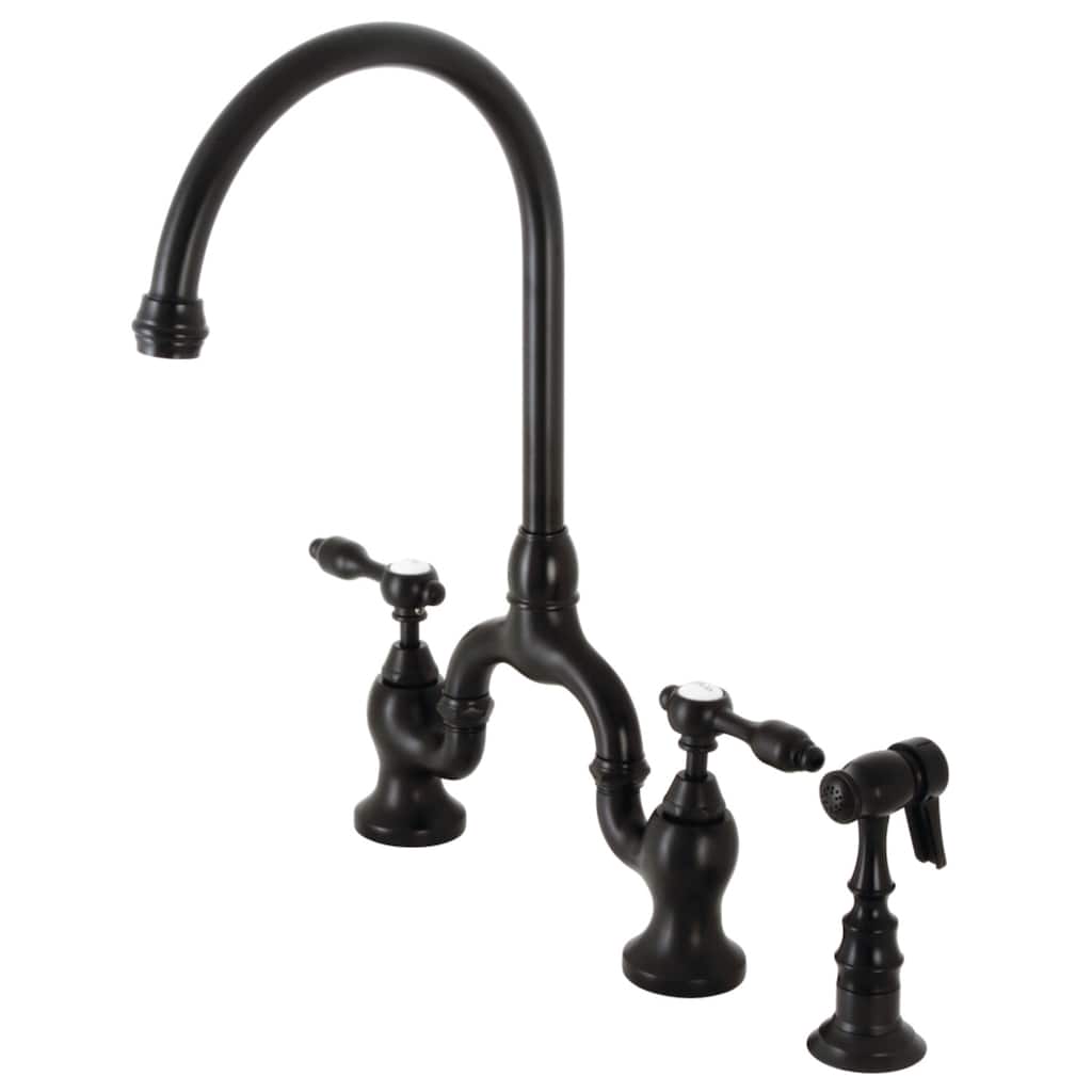 Kingston Brass Tudor Bridge Kitchen Faucet with Brass Sprayer