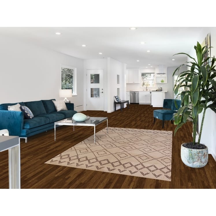 Hand Knotted Oriental 100% Wool Carpet Modern Geometric Beige & Ivories Moroccan Area Rug - 8' 0'' X 5' 0''