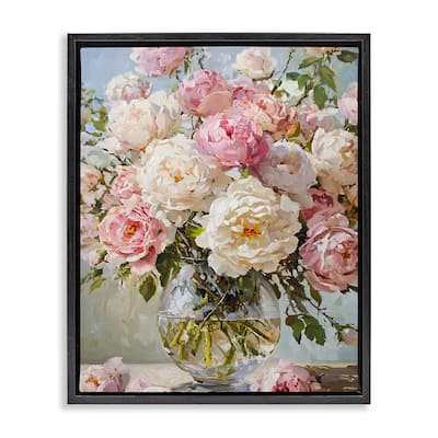 Stupell White & Pink Roses Framed Floater Canvas Wall Art Design By Franklyn Gregory