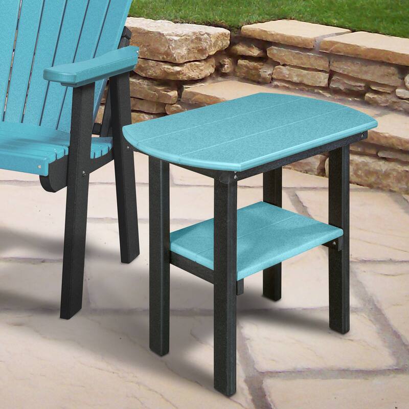 OS Home and Office Model Oval End Table Made in the USA- Aruba Blue on Black Base