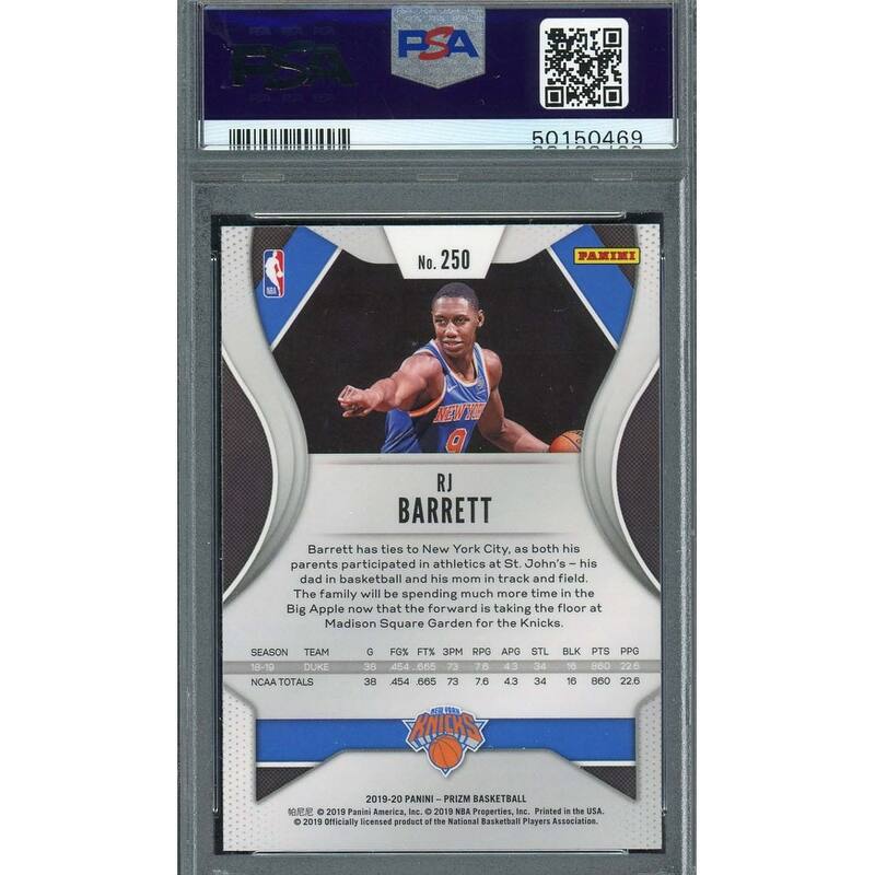 RJ Barrett 2019 Panini Prizm Basketball Rookie Card RC #250 Graded PSA 9 - 8'6" x 11'6"