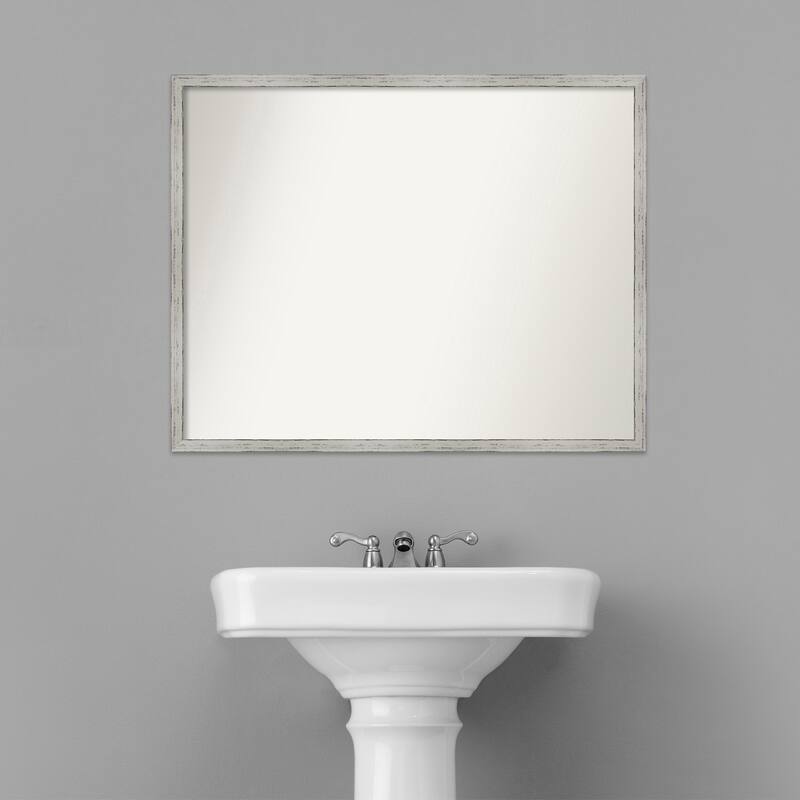 Non-Beveled Bathroom Wall Mirror - Parlor White Frame