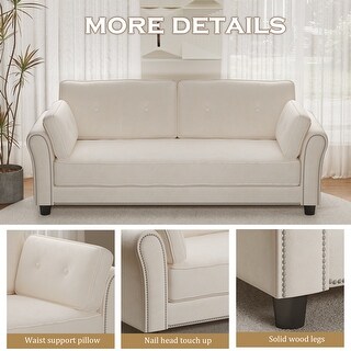 Sofas Nailhead Arms Couches Tufted Backrest Loveseat, Light beige - Bed ...