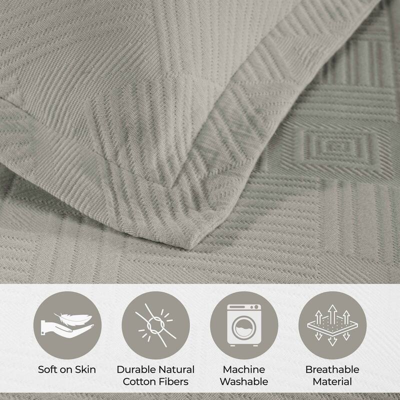 Superior Geometric Fret Cotton Decorative Bedspread Set