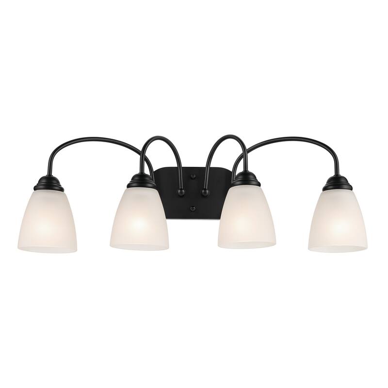 Kichler Lighting Jolie 4-Light Vanity Light with Satin Etched Glass in Black