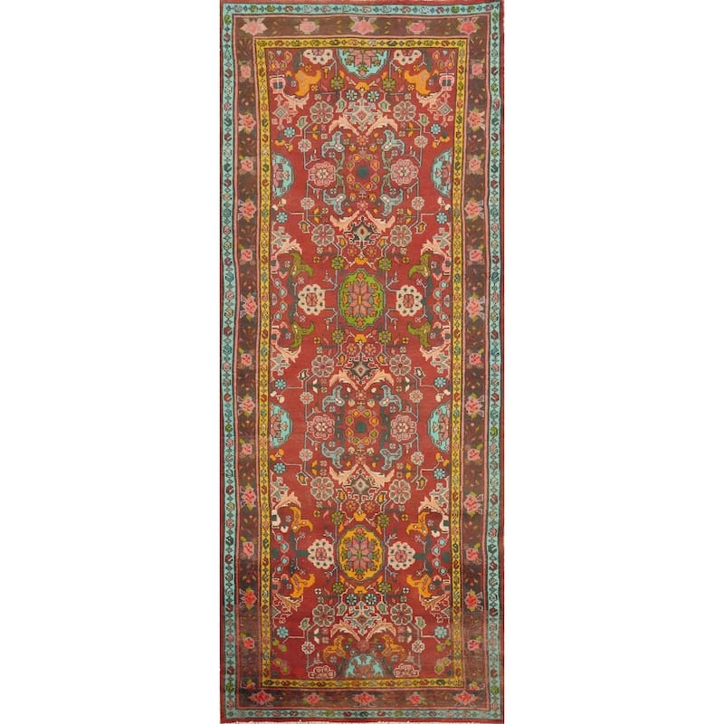 Hand Knotted Oriental 100% Wool Carpet Traditional Floral Oranges & Rust Lilian Runner Rug - 10' 0'' X 3' 6''