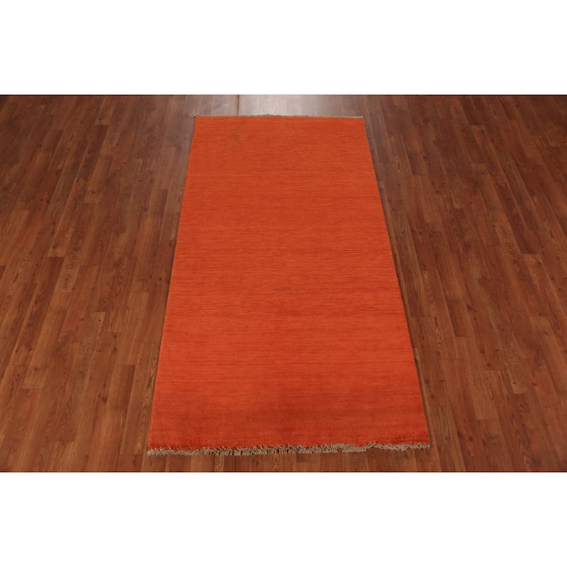Orange Modern Gabbeh Oriental Rug Handmade Wool Carpet - 3'4" x 6'5"
