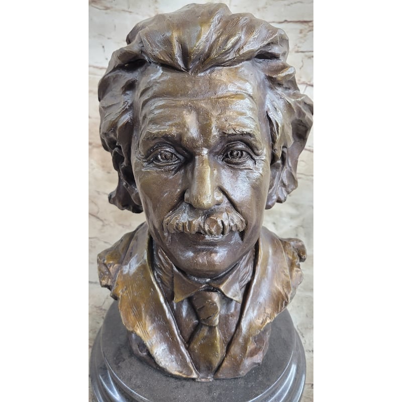 Albert Einstein Bronze Metal Bust Sculpture Statue Original Art 13 Inches X 9 Inches