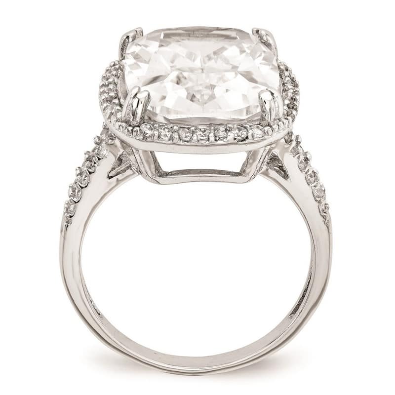Curata 925 Sterling Silver CZ Cubic Zirconia Simulated Diamond Square Ring