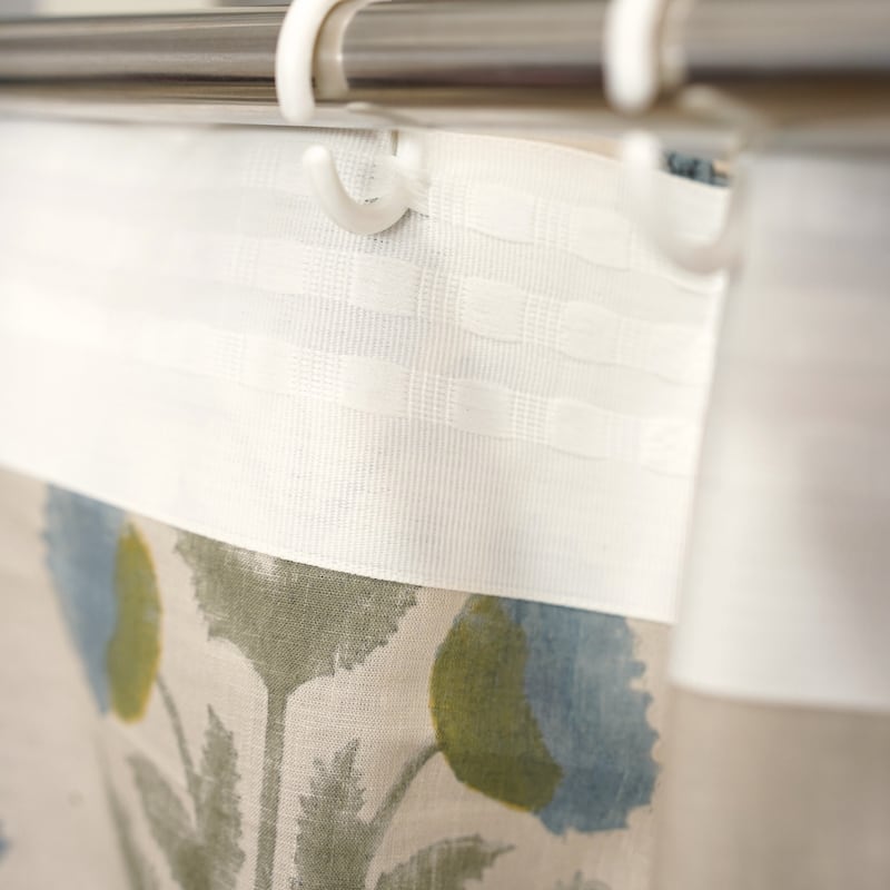 Fabdivine Handmade Block Print Floral Curtain Perfect for Room or Window Décor - 54" X 72" - Badshah- Grey, Blue