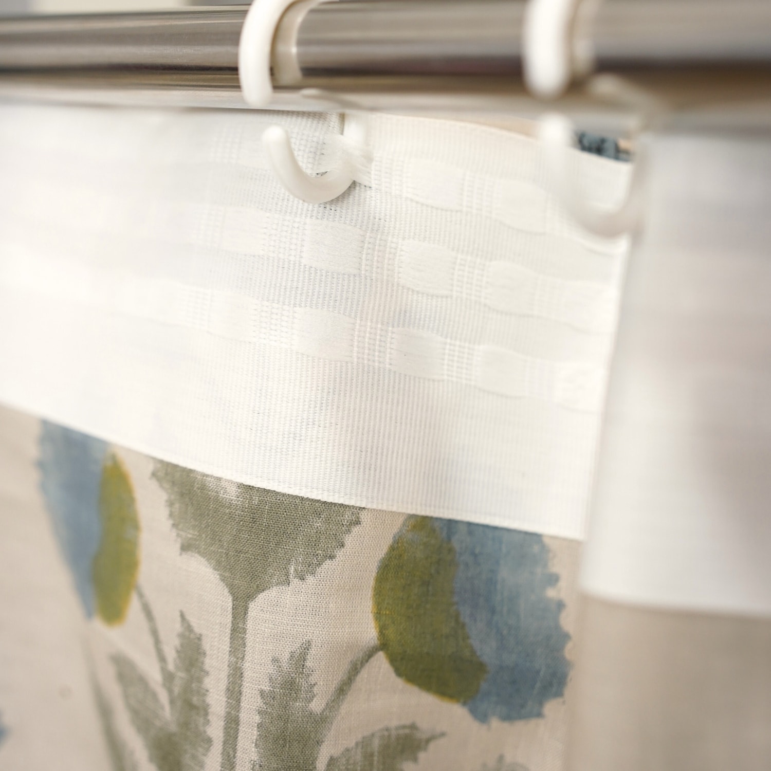 Fabdivine Floral Linen Curtain, Window Drape, Semi Sheer Curtain Panel, Hook Curtain Window Treatment for Living Room
