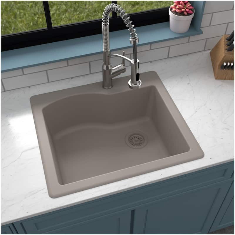 Karran USA QT-671-PK1 Quartz QT 25" Drop In Single Basin Quartz