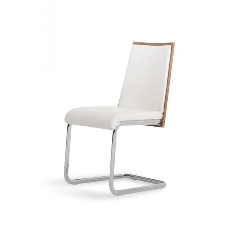 HomeRoots Set of Two White Natural And Silver Natural Faux Leather Dining Side Chairs - 22