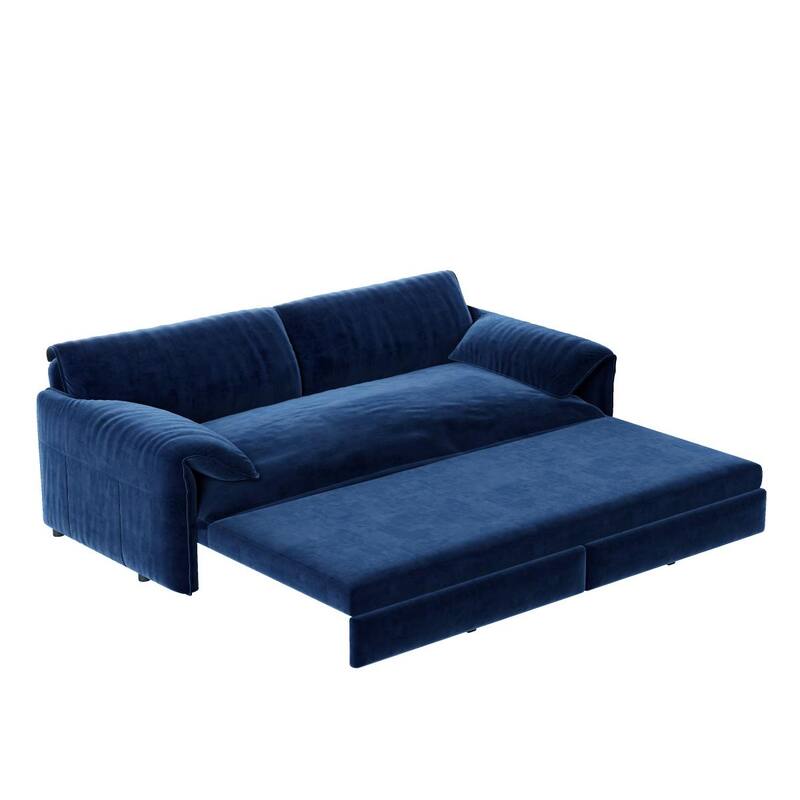 66" Velvet 3-in-1 Convertible Sofa Bed with Side Storage