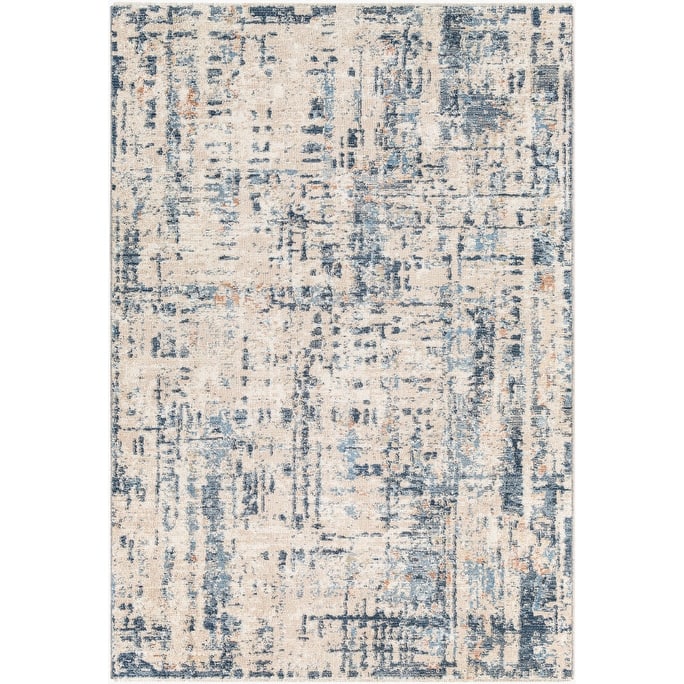 Livabliss Amore Modern Abstract Area Rug - Blue/Beige - 7'10" Round