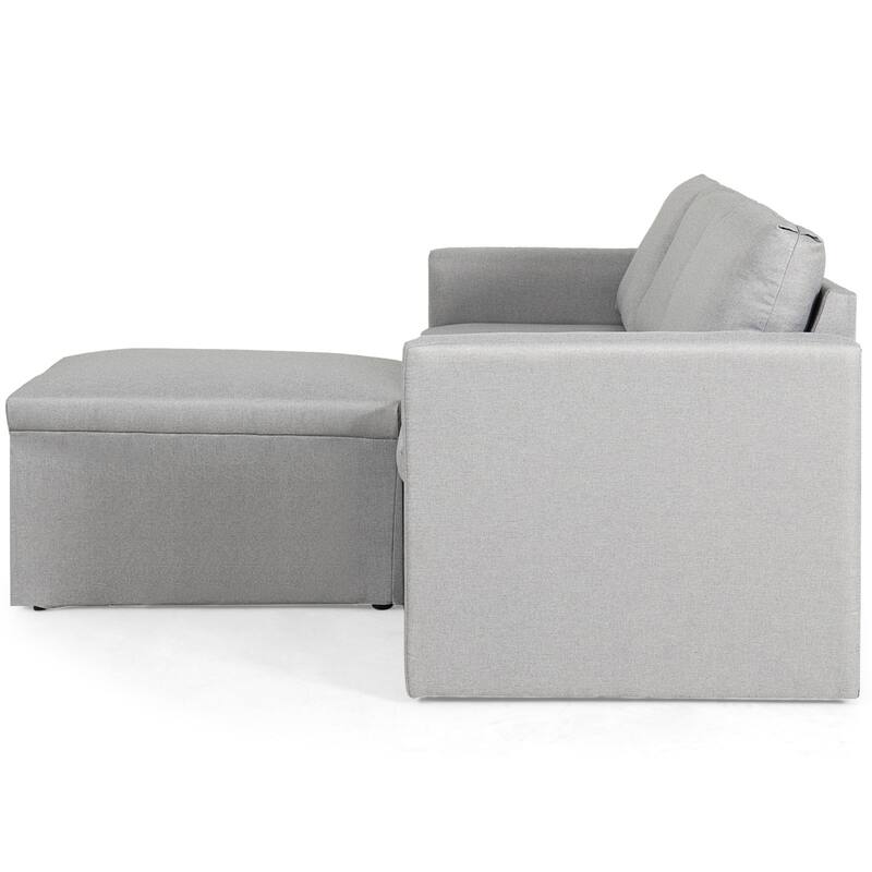 Gymax Convertible L-shaped Sectional Sofa Couch Chaise w/ Ottoman - See Details