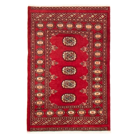 ECARPETGALLERY Hand-knotted Finest Peshawar Bokhara Dark Red Wool Rug - 2'8 x 3'11