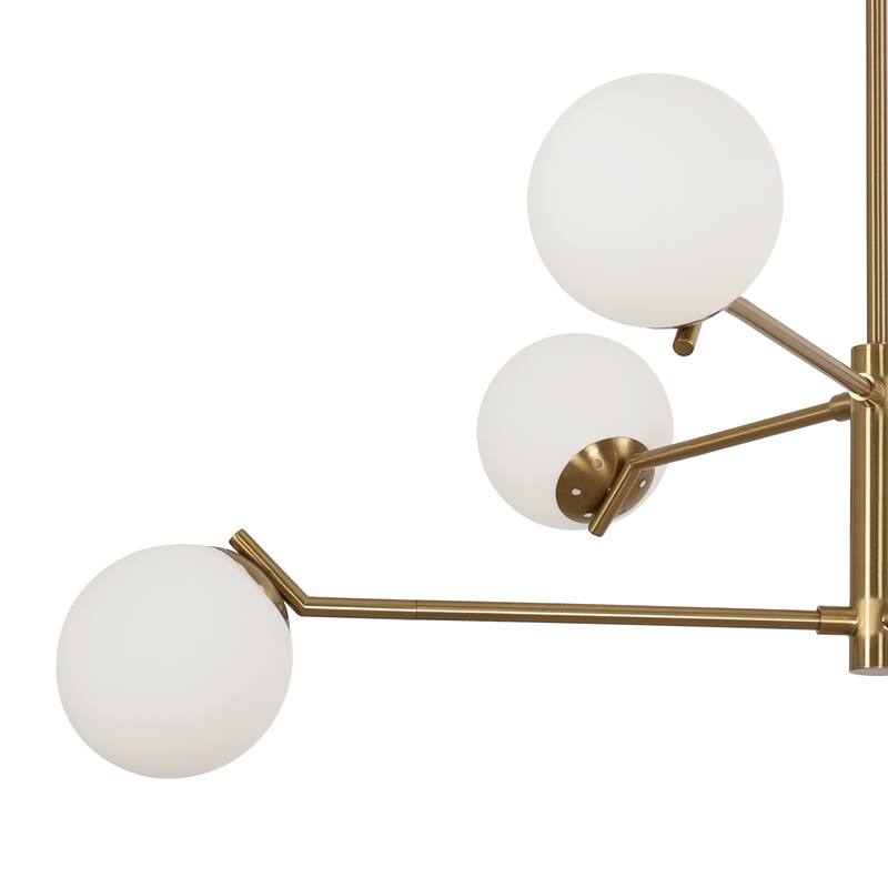 6-Light Modern Sputnik Chandelier with Glass Globe for Dining Room